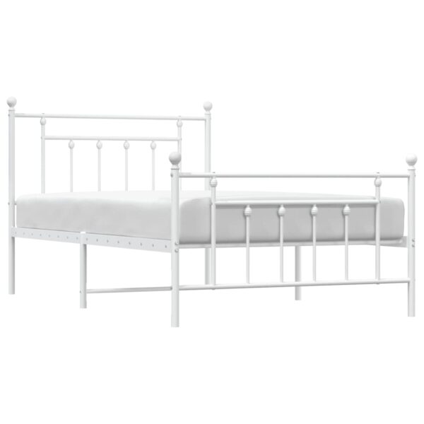 vidaXL Metal Bed Frame with Headboard and Footboard White 39.4"x78.7" - Image 4