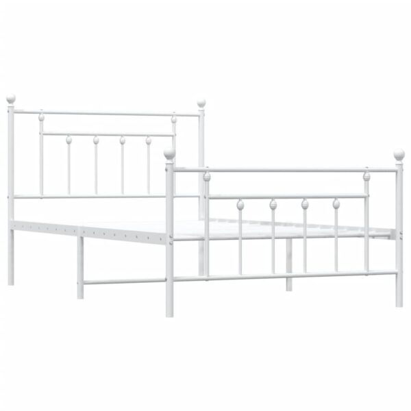 vidaXL Metal Bed Frame with Headboard and Footboard White 39.4"x78.7" - Image 5