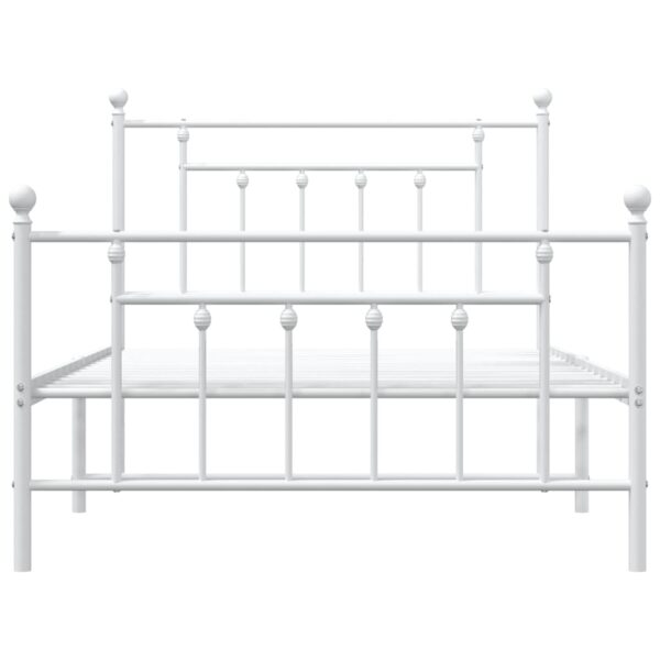 vidaXL Metal Bed Frame with Headboard and Footboard White 39.4"x78.7" - Image 6