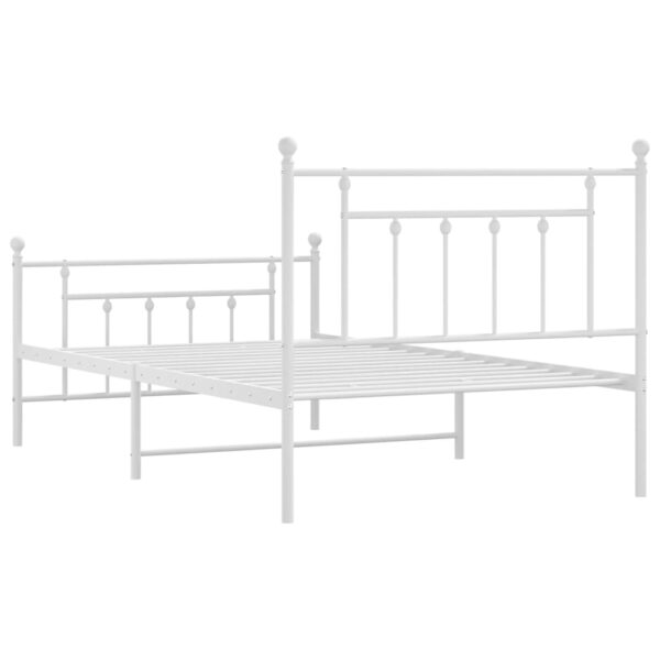 vidaXL Metal Bed Frame with Headboard and Footboard White 39.4"x78.7" - Image 8