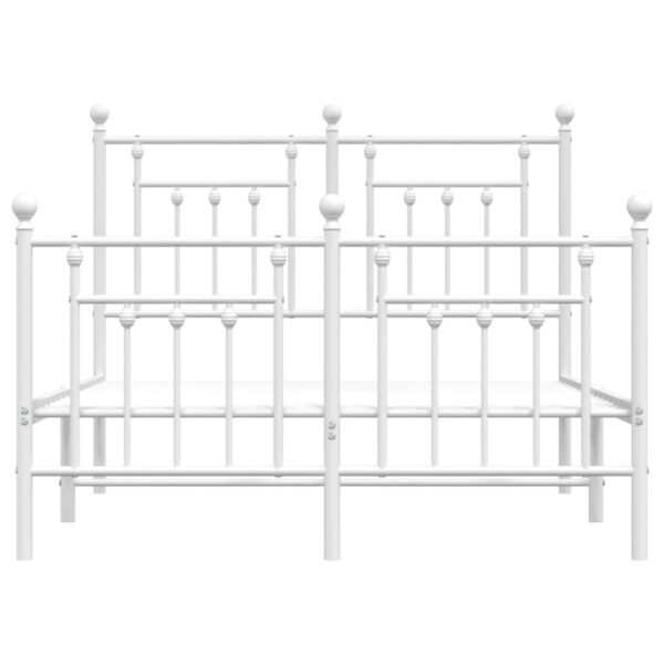 vidaXL Metal Bed Frame with Headboard and Footboard White 53.1"x74.8" - Image 6