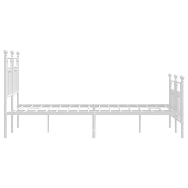 vidaXL Metal Bed Frame with Headboard and Footboard White 53.1"x74.8" - Image 7