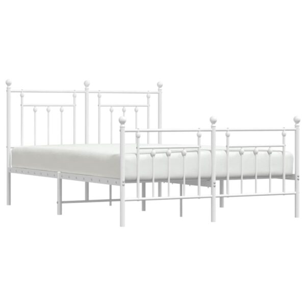 vidaXL Metal Bed Frame with Headboard and Footboard White 59.1"x78.7" - Image 4