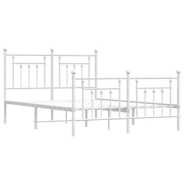 vidaXL Metal Bed Frame with Headboard and Footboard White 59.1"x78.7" - Image 5