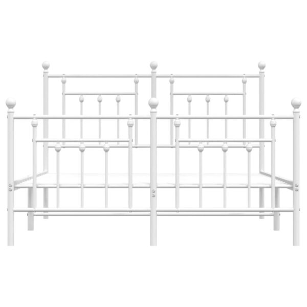 vidaXL Metal Bed Frame with Headboard and Footboard White 59.1"x78.7" - Image 6