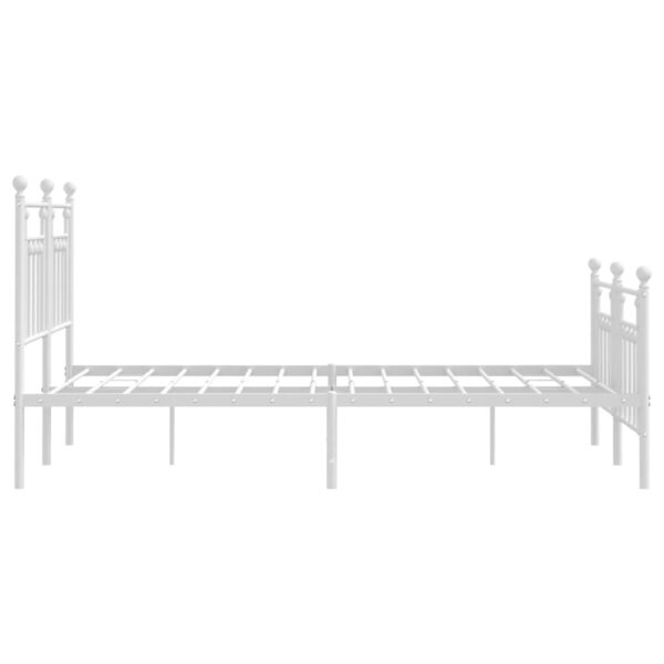 vidaXL Metal Bed Frame with Headboard and Footboard White 59.1"x78.7" - Image 7