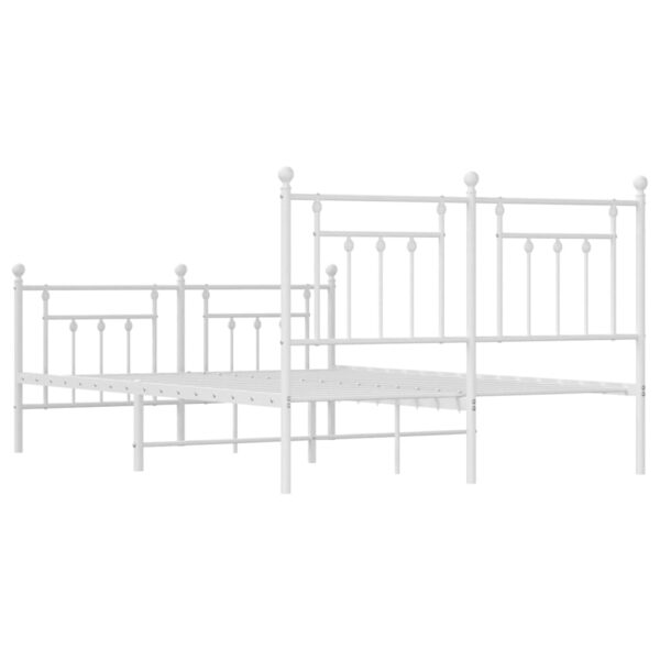 vidaXL Metal Bed Frame with Headboard and Footboard White 59.1"x78.7" - Image 8