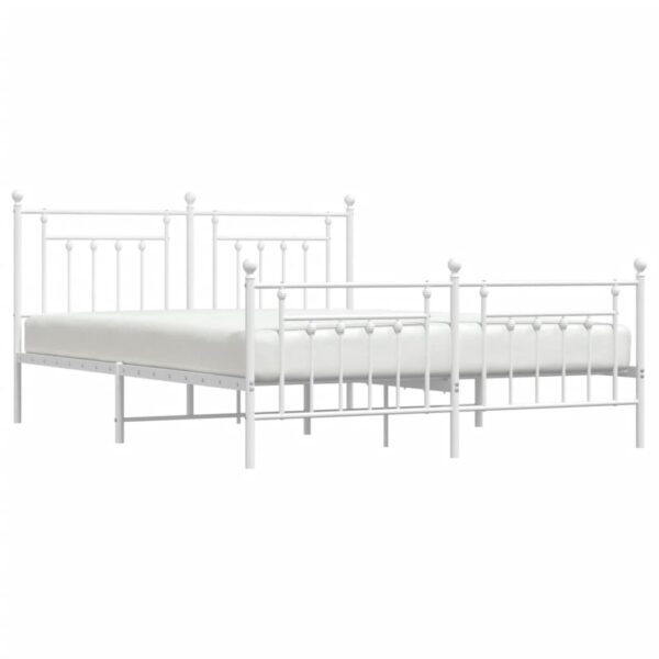 vidaXL Metal Bed Frame with Headboard&Footboard White 72"x83.9" California King - Image 4