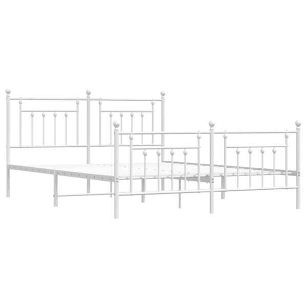 vidaXL Metal Bed Frame with Headboard&Footboard White 72"x83.9" California King - Image 5