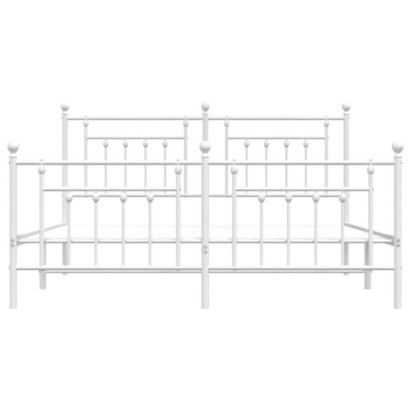 vidaXL Metal Bed Frame with Headboard&Footboard White 72"x83.9" California King - Image 6