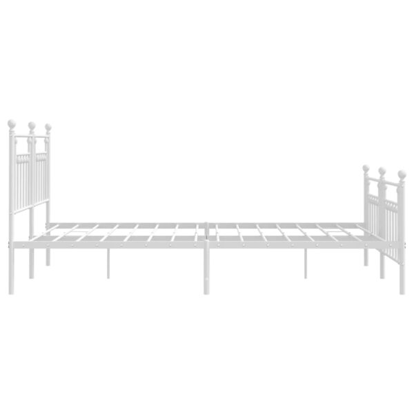 vidaXL Metal Bed Frame with Headboard&Footboard White 72"x83.9" California King - Image 7