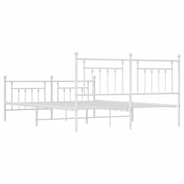 vidaXL Metal Bed Frame with Headboard&Footboard White 72"x83.9" California King - Image 8