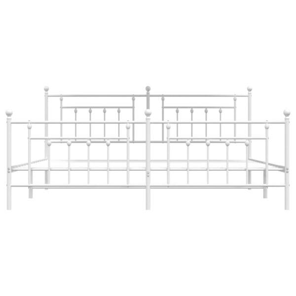 vidaXL Metal Bed Frame with Headboard and Footboard White 76"x79.9" King - Image 6