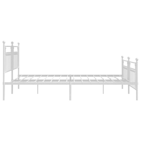 vidaXL Metal Bed Frame with Headboard and Footboard White 76"x79.9" King - Image 7