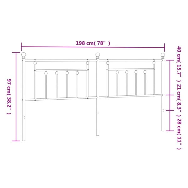 vidaXL Metal Headboard White 76" - Image 7