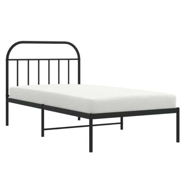 vidaXL Metal Bed Frame with Headboard Black 39.4"x74.8" Twin - Image 4