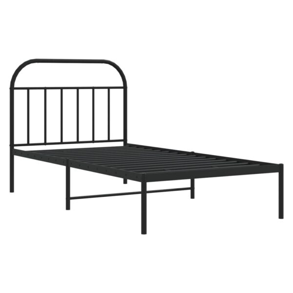 vidaXL Metal Bed Frame with Headboard Black 39.4"x74.8" Twin - Image 5