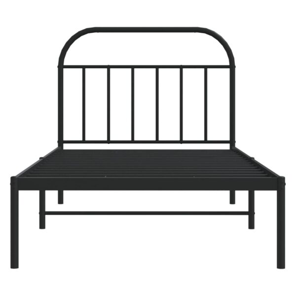 vidaXL Metal Bed Frame with Headboard Black 39.4"x74.8" Twin - Image 6