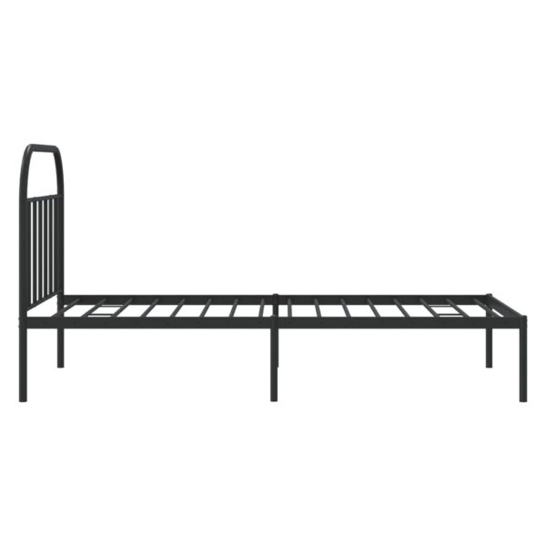 vidaXL Metal Bed Frame with Headboard Black 39.4"x74.8" Twin - Image 7