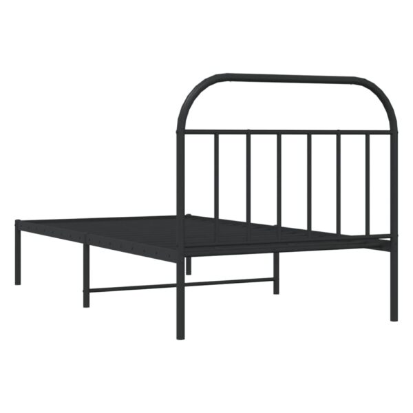 vidaXL Metal Bed Frame with Headboard Black 39.4"x74.8" Twin - Image 8