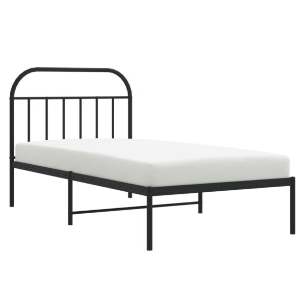 vidaXL Metal Bed Frame with Headboard Black 39.4"x78.7" - Image 4