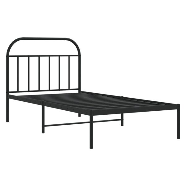 vidaXL Metal Bed Frame with Headboard Black 39.4"x78.7" - Image 5