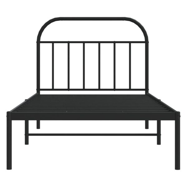 vidaXL Metal Bed Frame with Headboard Black 39.4"x78.7" - Image 6