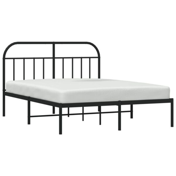 vidaXL Metal Bed Frame with Headboard Black 59.8"x78.7" - Image 4