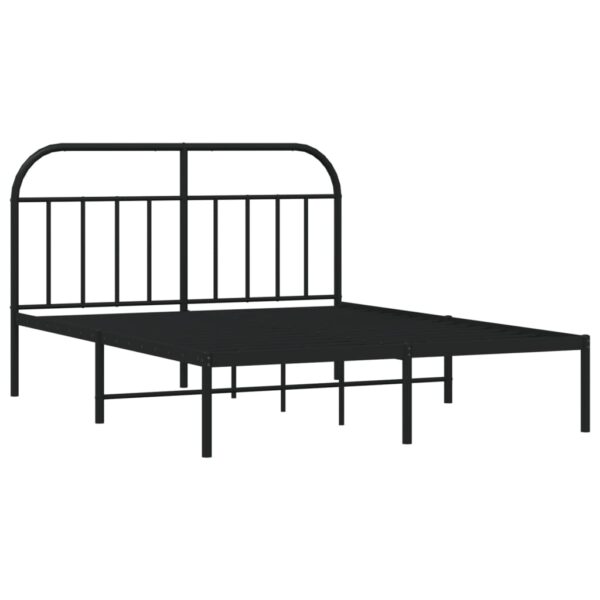 vidaXL Metal Bed Frame with Headboard Black 59.8"x78.7" - Image 5