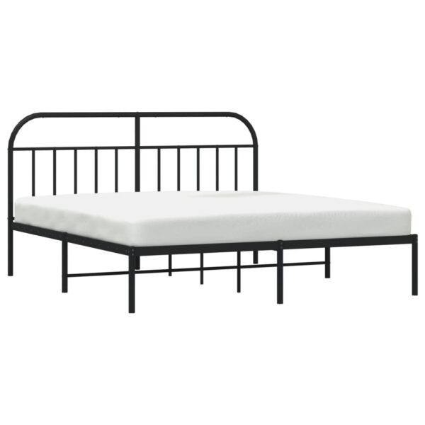 vidaXL Metal Bed Frame with Headboard Black 72"x83.9" California King - Image 4