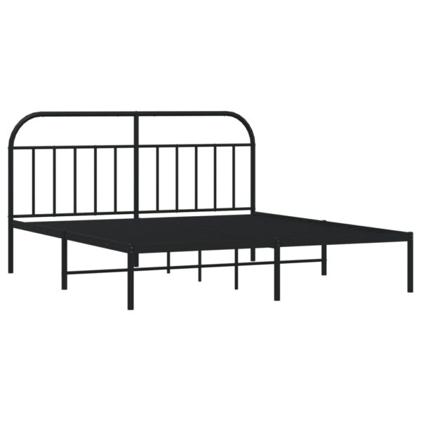 vidaXL Metal Bed Frame with Headboard Black 72"x83.9" California King - Image 5