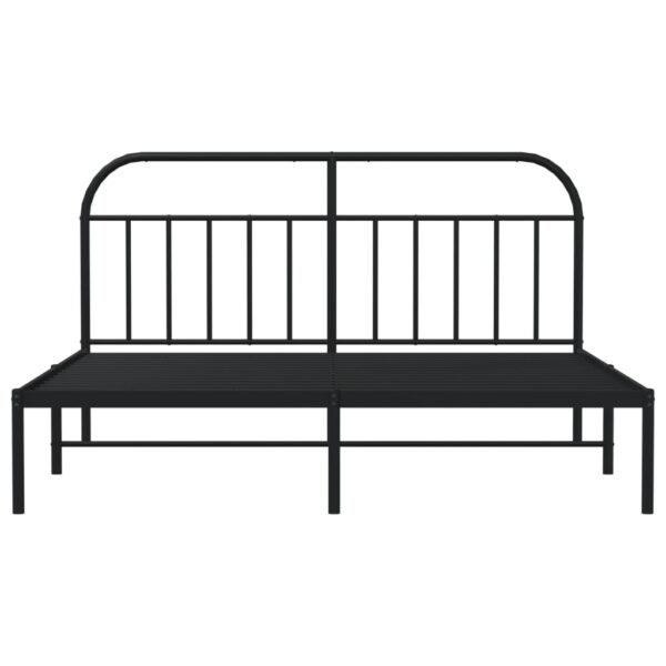 vidaXL Metal Bed Frame with Headboard Black 72"x83.9" California King - Image 6