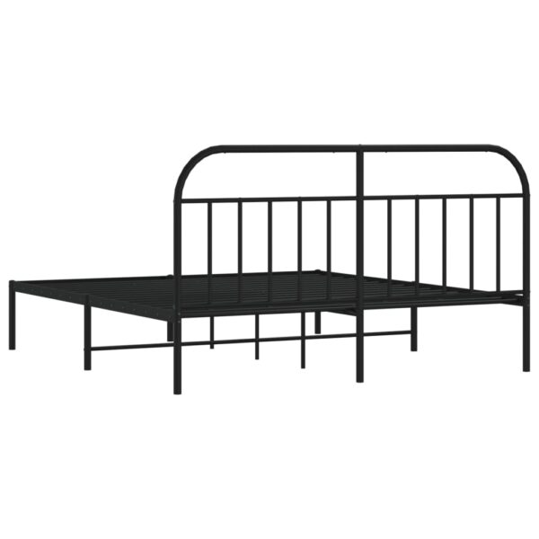 vidaXL Metal Bed Frame with Headboard Black 72"x83.9" California King - Image 8