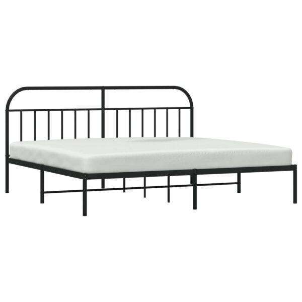 vidaXL Metal Bed Frame with Headboard Black 76"x79.9" King - Image 4