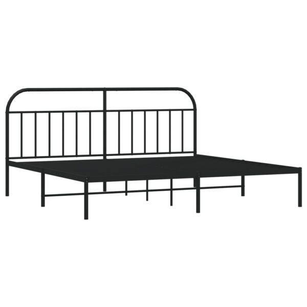 vidaXL Metal Bed Frame with Headboard Black 76"x79.9" King - Image 5