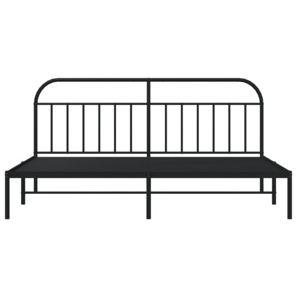 vidaXL Metal Bed Frame with Headboard Black 76"x79.9" King - Image 6