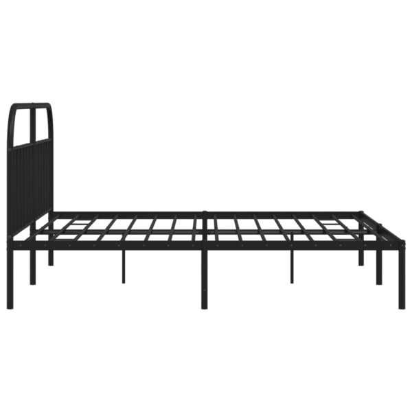 vidaXL Metal Bed Frame with Headboard Black 76"x79.9" King - Image 7