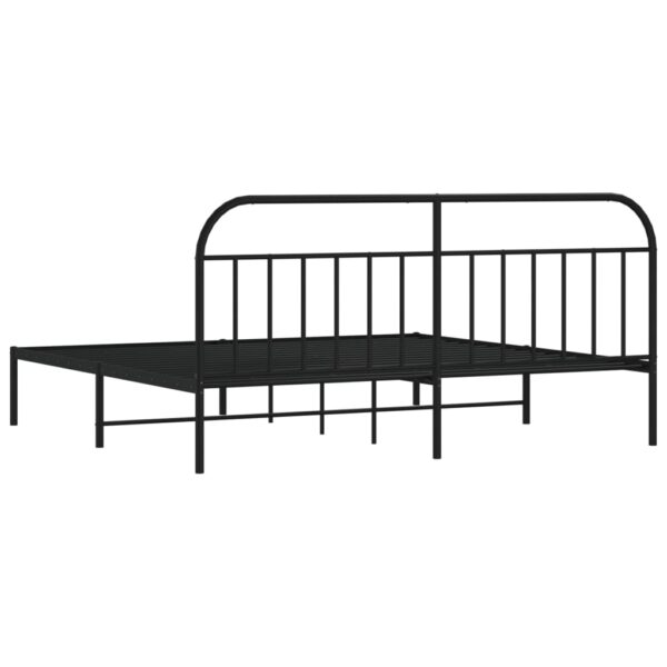 vidaXL Metal Bed Frame with Headboard Black 76"x79.9" King - Image 8