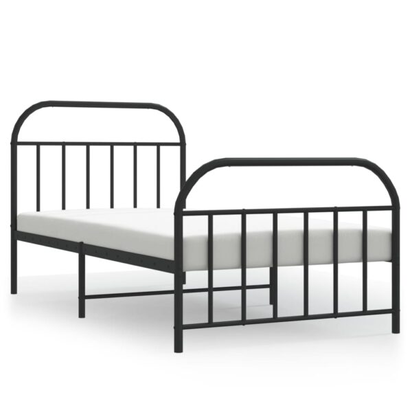 vidaXL Metal Bed Frame with Headboard and Footboard Black 39.4"x74.8" Twin - Image 2