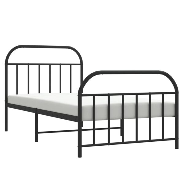 vidaXL Metal Bed Frame with Headboard and Footboard Black 39.4"x74.8" Twin - Image 4