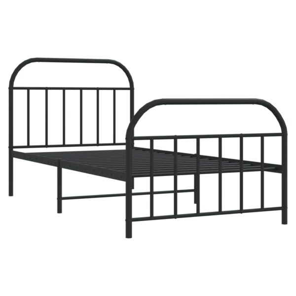 vidaXL Metal Bed Frame with Headboard and Footboard Black 39.4"x74.8" Twin - Image 5