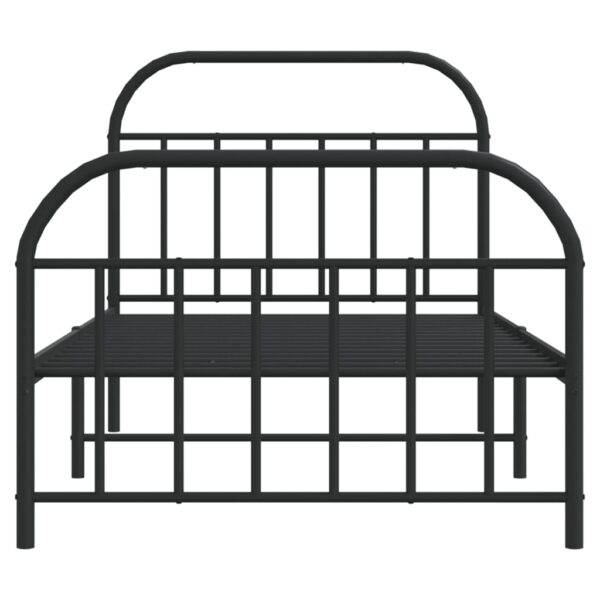 vidaXL Metal Bed Frame with Headboard and Footboard Black 39.4"x74.8" Twin - Image 6