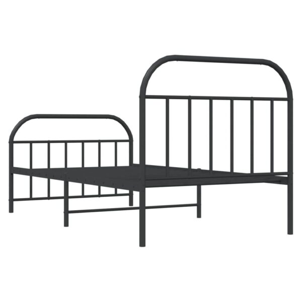 vidaXL Metal Bed Frame with Headboard and Footboard Black 39.4"x74.8" Twin - Image 8