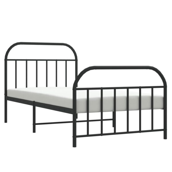 vidaXL Metal Bed Frame with Headboard and Footboard Black 39.4"x78.7" - Image 4