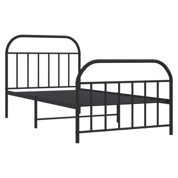 vidaXL Metal Bed Frame with Headboard and Footboard Black 39.4"x78.7" - Image 5