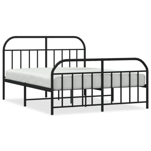 vidaXL Metal Bed Frame with Headboard and Footboard Black 53.9"x74.8" Full - Image 2