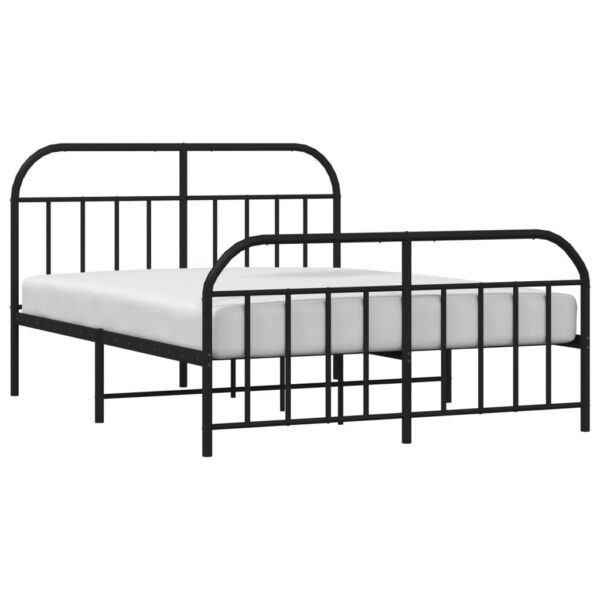 vidaXL Metal Bed Frame with Headboard and Footboard Black 53.9"x74.8" Full - Image 4