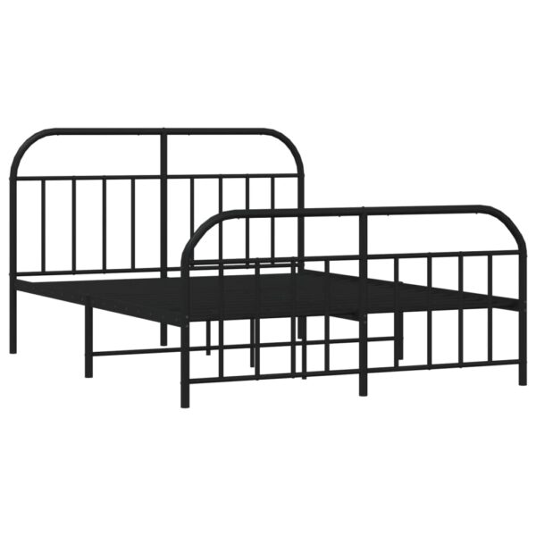 vidaXL Metal Bed Frame with Headboard and Footboard Black 53.9"x74.8" Full - Image 5