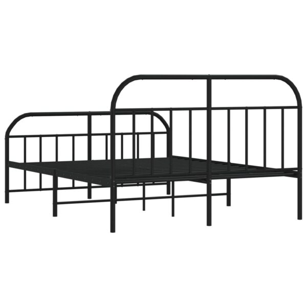 vidaXL Metal Bed Frame with Headboard and Footboard Black 53.9"x74.8" Full - Image 8