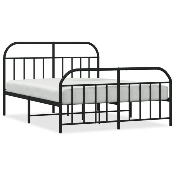 vidaXL Metal Bed Frame with Headboard and Footboard Black 59.8"x78.7" - Image 2